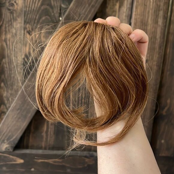 100% Real Human Hair Clip on Wispy Front Bangs Fringe Hairpiece, Topper - Picture 8 of 15
